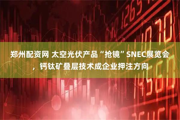 郑州配资网 太空光伏产品“抢镜”SNEC展览会，钙钛矿叠层技术成企业押注方向